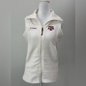 Columbia Texas A&M Aggies Cream Fleece Vest with Embroidered Details Size S